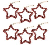 matches21 HOME & HOBBY Decorazioni decorative a forma di stella in cordoncino, 16 cm, in set da 6 pezzi, decorazione natalizia boho da appendere