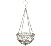 matches21 HOME & HOBBY Elegante e decorato, cesto sospeso in ferro per piante, resistente alle intemperie, 68 cm, con catena e gancio da appendere, ideale per giardino, balcone e interni