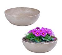 matches21 HOME & HOBBY matches21 - 2 ciotole decorative per esterni, colore: sabbia, grigio marmorizzato come vaso da fiori, 25 x 9 cm, per giardino, balcone o cimitero