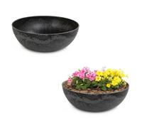 matches21 HOME & HOBBY Matches21 - Ciotole da giardino resistenti alle intemperie, 2 grandi ciotole decorative in marmorizzate come ciotole per fiori, 37 cm, per fiori, bonsai o cimitero