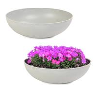 matches21 HOME & HOBBY matches21 - Vaso per piante da esterno, 2 grandi ciotole decorative, colore: grigio marmorizzato come vaso da fiori, 37 cm, per giardino, balcone o cimitero