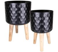 matches21 HOME & HOBBY Set di 2 vasi per fiori, colore nero, Ø 24,5 x 42 e 28 x 43 cm, con piedini, moderni vasi per interni