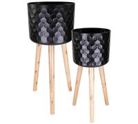 matches21 HOME & HOBBY Set di 2 vasi per fiori, colore nero, Ø 24,5 x 60 cm e 28 x 67,5 cm, con piedini, moderni vasi per interni