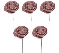 matches21 HOME & HOBBY Set di 5 rose con fiori secchi, Ø 6 cm, rosa antico sul filo, fiori di legno fatti a mano, per decorazione boho