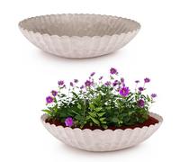 matches21 HOME & HOBBY Vasi ondulate per esterni, 35 x 9 cm, color sabbia, marmorizzate come ciotole per fiori resistenti alle intemperie