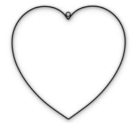 matches21 Metallo Cuore Accessorio Decorazione Deco a Forma di Cuore 40 cm x Spessore 4 mm Nero (Opaco)