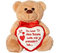 matches21 - Orsacchiotto con cuore/cuore "Du bist das Beste was Mir accade mai, marrone chiaro/beige, 25 cm, idea regalo per fidanzata