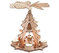 matches21 Piramide di Natale a 1 piano, albero di Natale e angelo per candeline in legno, decorazione da tavolo, piramide dell'Avvento, 1 pezzo, 22 x 27 cm