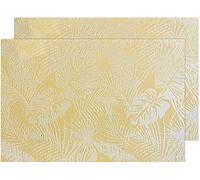 matches21 - Set di 2 Tovagliette Colazione Americane, Sottopiatto, Motivo Foglie, 100% PVC, Lavabili e Traspiranti, 30 x 45 cm, Colore: Giallo Chiaro
