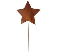 matches21 - Stella decorativa a forma di stella sull'asta, in metallo effetto ruggine, 1 pezzo, Ø 16 x 60 cm, colore: Marrone