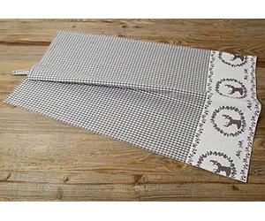 matches21 - Strofinaccio Premium RESI a quadretti e bordo con cervo, 50 x 70 cm, colore: Grigio