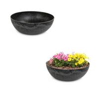 matches21 Vasi per piante per esterni - 2 grandi vasi decorativi vintage neri marmorizzati come vasi da fiori, vasi per piante - Vaso da 30 cm come decorazione per giardino, abbeveratoio per uccelli