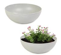 matches21 Vasi per piante per esterni - 2 vasi decorativi vintage beige-grigio marmorizzati come vasi da fiori, vasi da pianta - Vaso da 20 cm come decorazione per giardino, abbeveratoio per uccelli