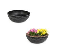 matches21 Vasi per piante per esterni - 2 vasi decorativi vintage neri marmorizzati come vasi da fiori, vasi da piantare - Vaso da 20 cm come decorazione per giardino, abbeveratoio per uccelli