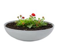 matches21 - Vaso per piante da esterno, grande ciotola decorativa vintage, grigio chiaro, marmorizzata come vaso da fiori, 45 x 13 cm, ideale come abbeveratoio da giardino, balcone o cimitero