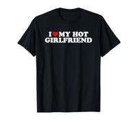 Matching Couples Ideas I Love My Hot Girlfriend Maglietta Nero Crew Neck Short Sleeves Classic T-Shirt Unisex Adulti S
