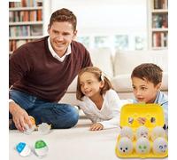 Matching Egg Set - 6PCS Peep Easter Egg Toys | Learning Toy with Pressable Squeaky Chicks, Color Recognition, Fine Motor Skill Development | Educational Toy for Kids