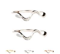 Matching Minimalist Wave Ring, s925 Sterling Silver Self Love Highs and Lows Personalized Ring, Ups and Downs Stacking Encouraged Jewelry for Women Best Bitches Rings for Best Friends (2Pcs-A,9)