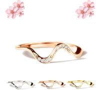 Matching Minimalist Wave Ring Stackable Knuckle Rings for Best Friend S925 Sterling Silver Wave Friendship Rings (1PCS/B,6)