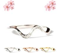 Matching Minimalist Wave Ring Stackable Knuckle Rings for Best Friend S925 Sterling Silver Wave Friendship Rings (1PCS/A,5)