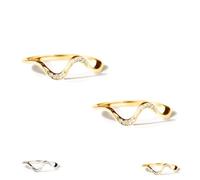 Matching Minimalist Wave Ring, Stackable Personality Simplicity Wave Ring, Jewelry Birthday Gifts for Best Friend (2pcs-b,8)
