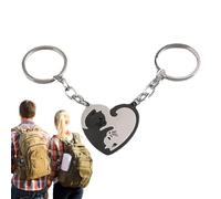 Matching Puzzle Design: This inspiring couple keychain boasts a unique de