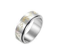 Matching Rings, Anello Donna con Pietra Acciaio Inossidabile Taglia 27 8mm Girandola Stellare Lunare Engraved Regalo per Fidanzata New Year Gioielli