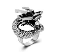 Matching Rings, Anello Fidanzamento Donna Argento Acciaio Inossidabile Taglia 20 30.8mm Drago Custom Regalo per Figlia Valentines Day Gioielli