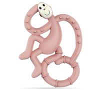 Matchstick Monkey, Antimicrobial Silicone Teether, Easy To Grip, BPA Free, 3 Months Old plus, 10 cm, Dusty Pink Mini Monkey