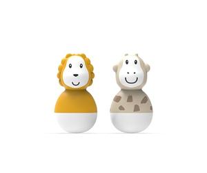 Matchstick Monkey, Bathtime Wobblers, Antimicrobial Baby Bath Toy, Easy To Grip, Sensory Learning - 2 Wobblers, 12 Months Old+, Lion and Giraffe