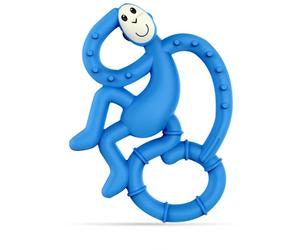 Matchstick Monkey Mini Monkey Teether dentaruolo con un ingrediente antimicrobico Blue 1 pz
