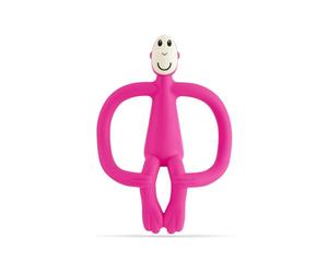 Matchstick Monkey, Original Teether & Gel Applicator, Antimicrobial Silicone Teething Toys for Baby, Easy to Grip, BPA Free, 3 Months Old+, 10.5 cm, Pink Monkey