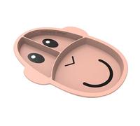 Matchstick Monkey Piatto a sezione scimmia per lo svezzamento, 3 sezioni divise, protezione antimicrobica, silicone resistente antiscivolo, senza BPA, 12 mesi e oltre, rosa antico