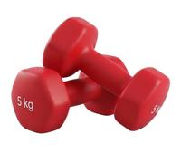 MATCHU - Manubri - Manubri in Vinile - Set da 2 Pezzi - Disponibili in 0,5/1 / 1,5/2 / 3/4 e 5 KG - Vinile con Riempimento in Ferro Massiccio - Rosso (Rosso - 5 KG)