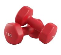 MATCHU - Manubri - Manubri in Vinile - Set da 2 Pezzi - Disponibili in 0,5/1 / 1,5/2 / 3/4 e 5 KG - Vinile con Riempimento in Ferro Massiccio - Rosso (Rosso - 1 KG)
