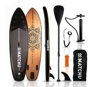 MATCHU - SUP Gonfiabile 320 cm - Tavola da Stand Up Paddle con Design Mandala Effetto Legno - Set Completo con Zaino, Pompa, Pagaia e Leash - Alta Capacità di Carico 150 kg - PVC a Doppio Strato