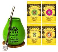 Mate Green Luka 'Keep Calm' - Set di bicchieri per matite, 350 ml, in ceramica, cannuccia in acciaio inox da 17,5 cm, tè mate dal Brasile, alta qualità