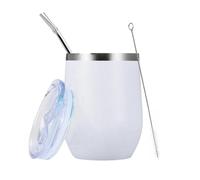 Mate, tazza da tè e bombilla in acciaio inox a doppia parete, include tazza Yerba Mate zucca con una bombilla (bianco)