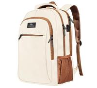MATEIN Grande Zaino per PC 18.4 Pollici, Leggero Zaini per Laptop con Caricatore USB, Antifurto Zaino da Viaggio per Donna Uomo, Impermeabilie Zaini Casual per Notebook, Lavoro, Regalo, Beige Marrone