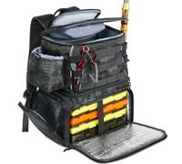 MATEIN Zaino Pesca con Portacanne, Impermeabile Zaino da Pesca per Uomo con Scomparto Termico Isolato, Zaini per Attrezzatura con Sistema MOLLE per Carpfishing, Spinning, Regalo Pescatore, Mimetico