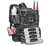 MATEIN Zaino Pesca con Scatole e Portacanna, Impermeabile Zaino da Pesca per Uomo con Scomparto Termico Isolato, Zaini per Attrezzatura con 4 Scatole per Campeggio, Regali per Pescatori, Mimetico