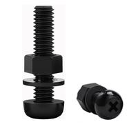 Mateju 50-Sets M2 Nylon Screws with Nuts Washers Fastener Assortment Kit M2 Nylon Bolts (Black,M2 x 12)