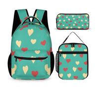 Mateju Amore Zaino Bambini Set per Bambini, Composto da Zaino, Portapranzo e Astuccio (3 pezzi) per Bambini e Bambine Delle Scuole Elementari e Medie (turchese)