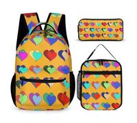 Mateju Amore Zaino Bambini Set per Bambini, Composto da Zaino, Portapranzo e Astuccio (3 pezzi) per Bambini e Bambine Delle Scuole Elementari e Medie (giallo)