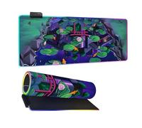 Mateju Città Retrò 3D RGB Tappetino Mouse XXL/XL/L, Grande Mouse Pad 14 Modalità Luce, Mousepad Gaming Base di Gomma Antiscivolo Tappetino Scrivania, Tappetini Mouse (Verde,700x300x4mm)