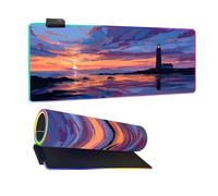 Mateju Città Retrò 3D RGB Tappetino Mouse XXL/XL/L, Grande Mouse Pad 14 Modalità Luce, Mousepad Gaming Base di Gomma Antiscivolo Tappetino Scrivania, Tappetini Mouse (Arancione,900x400x4mm)