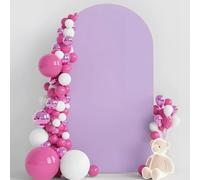 Mateju Copertura per Sfondo Arco, Copertura per Fondale Arco in Tessuto Spandex Elastico per Studio Fotografico, Feste Nozze Nuziale Compleanno Baby Shower (Viola,6.6FT 100x200cm)