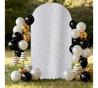 Mateju Copertura per Sfondo Arco,Copertura per Fondale Arco in Tessuto Spandex Elastico Stile 3D per Studio Fotografico, Feste Nozze Nuziale Compleanno Baby Shower (Colore Argento,7.2FT 122x220cm)