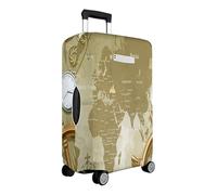 Mateju Copri Valigia con Tasche, Stampa Viaggio nel Mondo Elastic Proteggi Copertura per Valigie, Custodia Protettiva per Bagagli da Viaggio, Coprivaligia Anti-Polvere (Marrone,L)