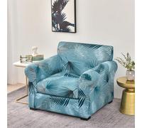 Mateju Copridivano 3/2/1 Posti, Copridivano Elasticizzato con Copricuscino Separato, Antiscivolo Copri Divano, Copridivano Elasticizzato Lavabile Copriseduta Divano (1 Posto,Foglie Blu)